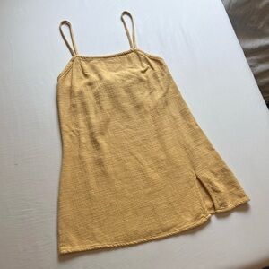 Ghanda Cotton/Linen Yellow Mini Dress XS